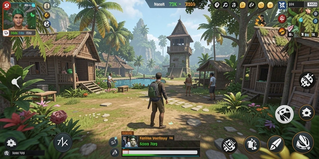 Tangkapan layar utama 73K menampilkan gameplay simulasi kehidupan yang menarik.