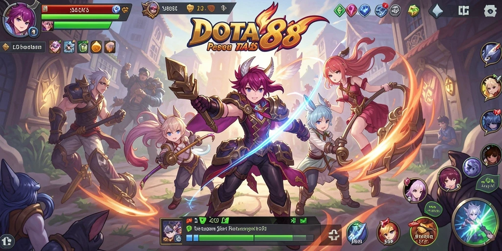 Tampilan gameplay DOTA88 yang menampilkan aksi karakter anime.
