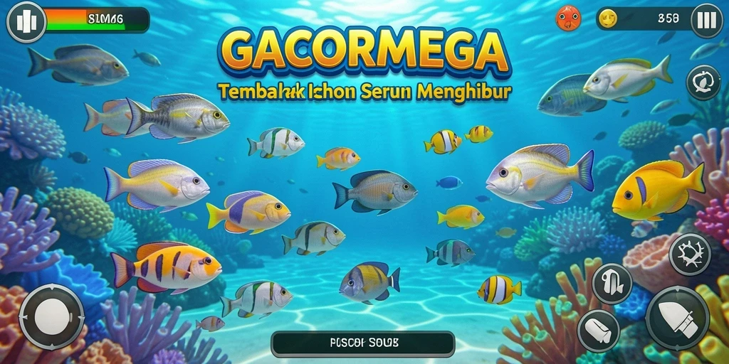 Tampilan gameplay seru dalam GACORMEGA saat menangkap ikan.