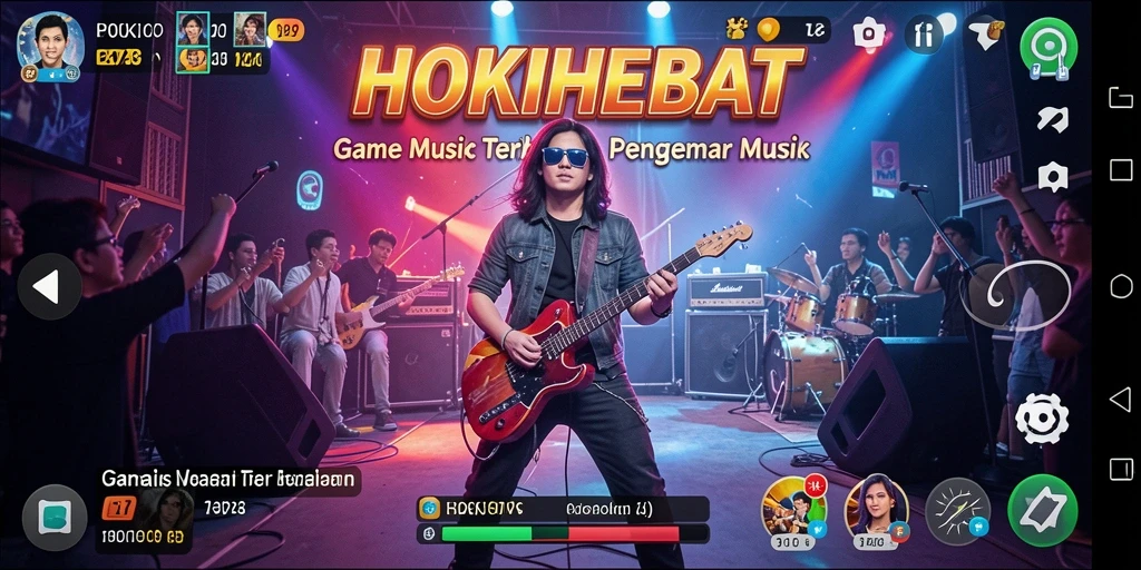 Tampilan gameplay menarik dari HOKIHEBAT dengan berbagai fitur musik.