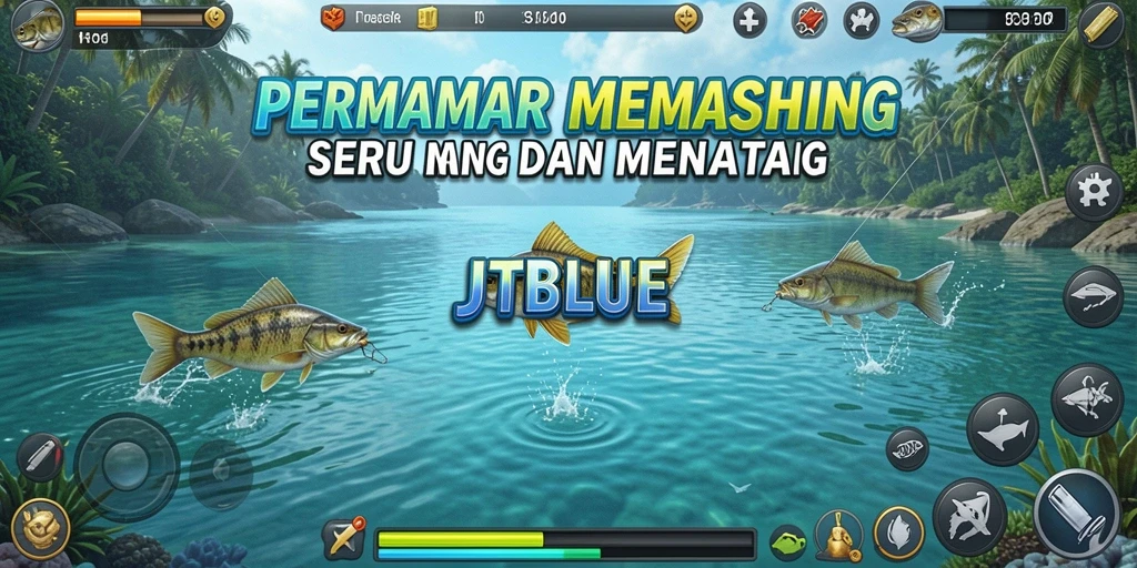 Tampilan gameplay JTBLUE dengan aksi memancing yang mendebarkan.