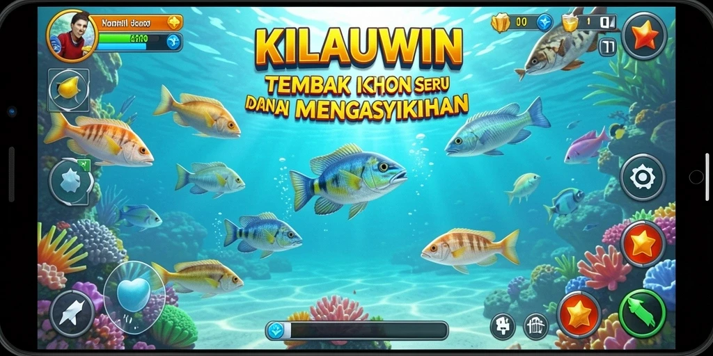 Tampilan gameplay KILAUWIN yang seru saat menembak ikan.