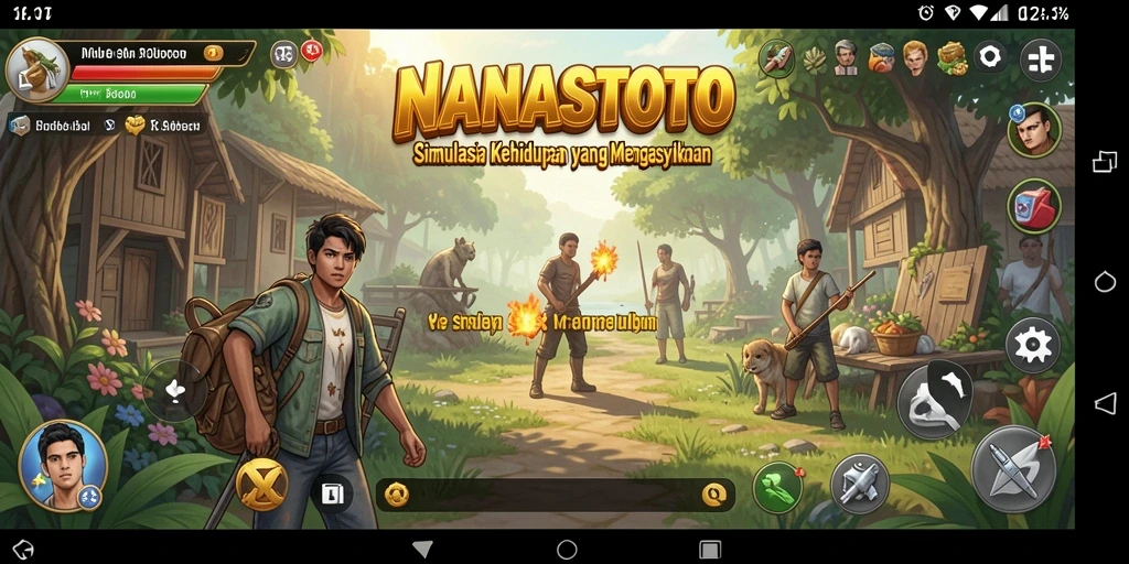 Tampilan gameplay NANASTOTO yang menarik dengan interaksi karakter.