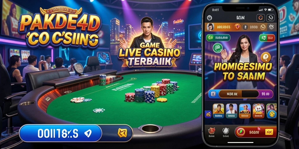 Screenshot menunjukkan dealer langsung dan permainan kasino yang seru.