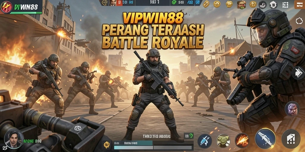 Screenshot gameplay seru dari VIPWIN88 dalam pertarungan Battle Royale.